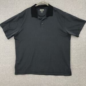 Joseph & Feiss Shirt Mens XL Black Striped Polo Short Sleeve Pima Cotton Collar